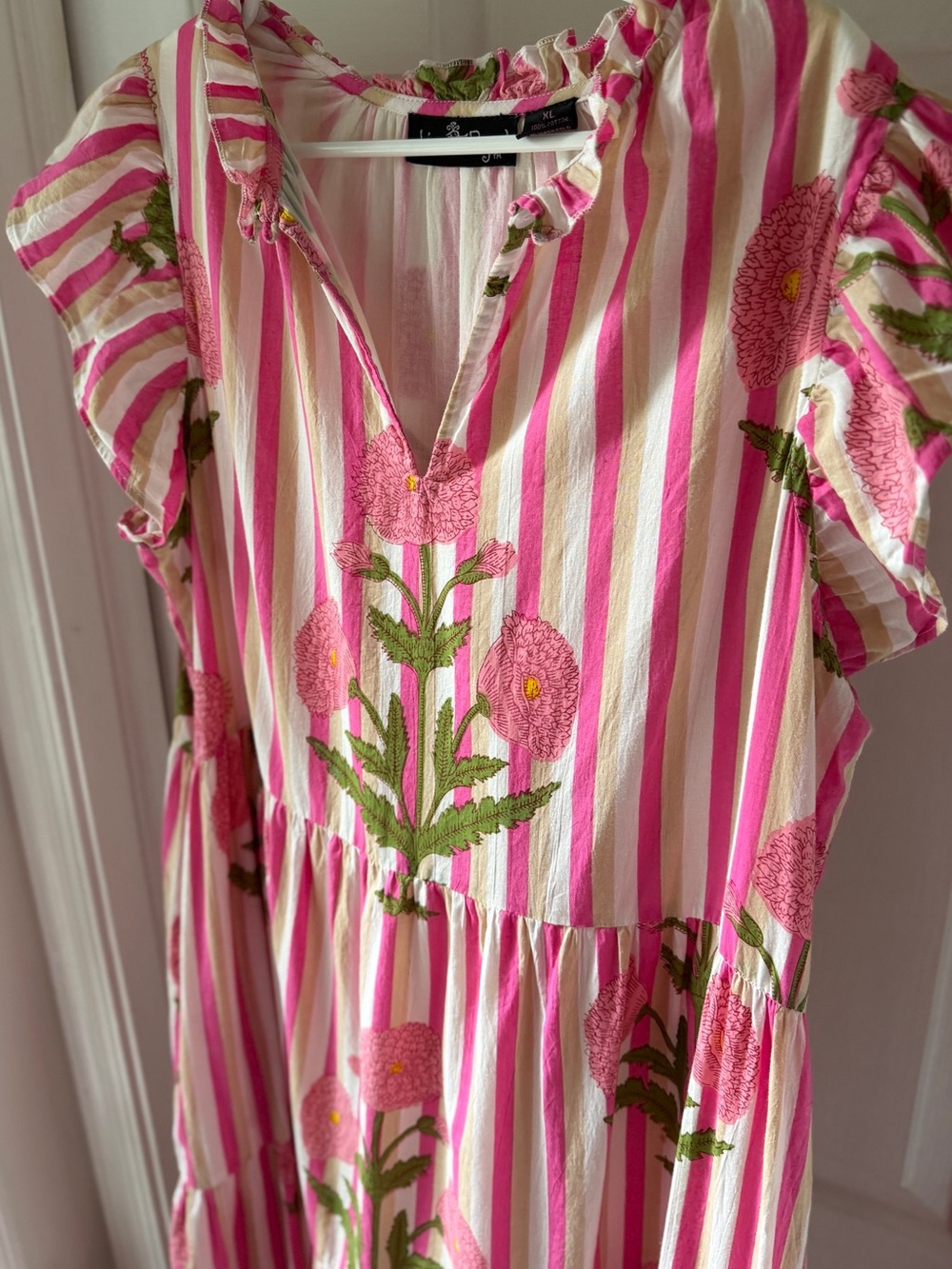 Liza Byrd The Tinley Pink Floral Stripe Long Dress XL - Picture 4 of 7